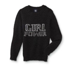 NWT Route 66 Girls' Plus Eyelash Sweater - Girl Power size 6 black white